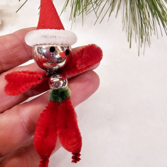 4 Vintage Pipe Cleaner & Glass? Figures People Christmas Ornaments Decorations - Picture 6 of 15
